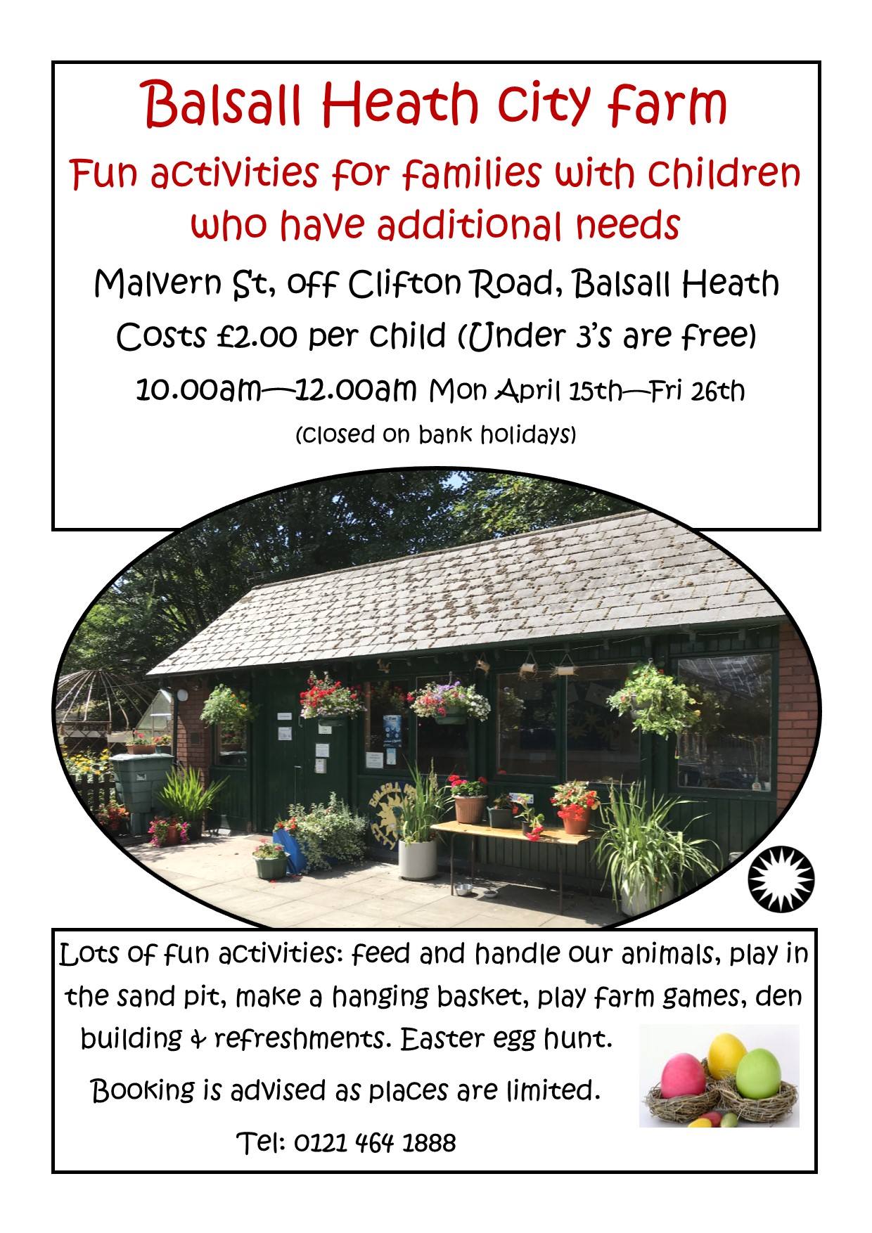 Balsall Heath City Farm activities poster