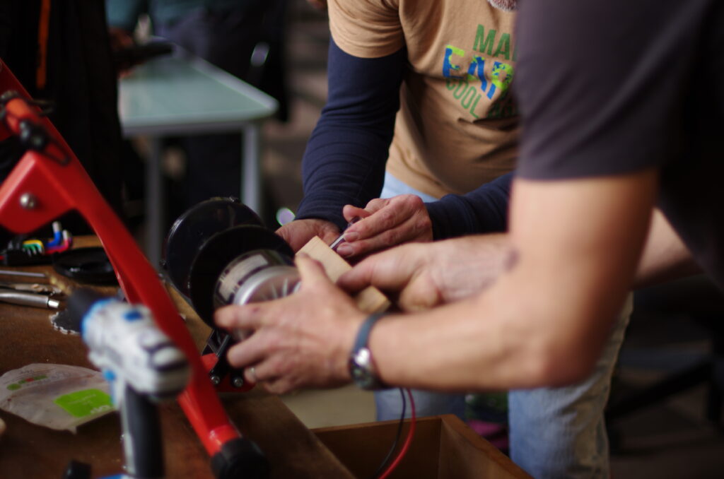 Final adjustments to the bike dynamo