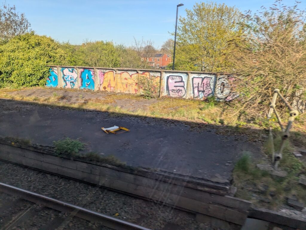 View from the train of what remains of Brighton Road Station on the re-opening of Camp Hill Line 2026
