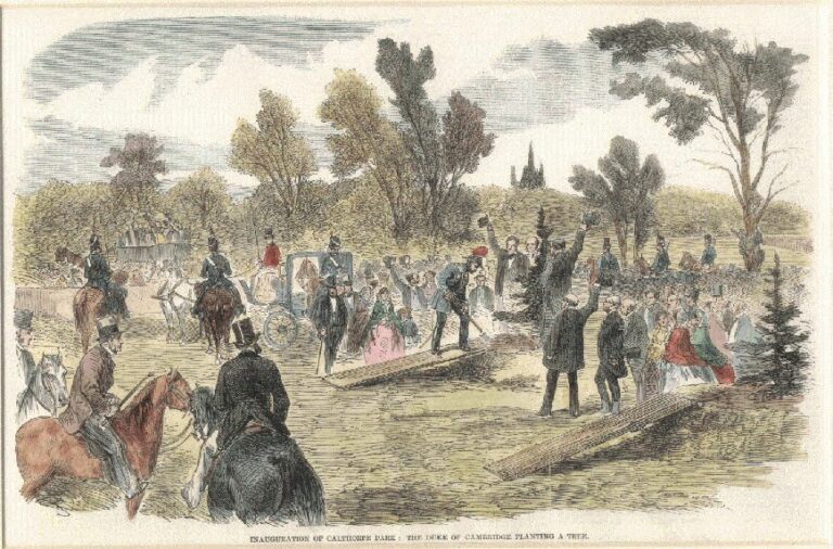 Postcard of the opening of Calthorpe Park