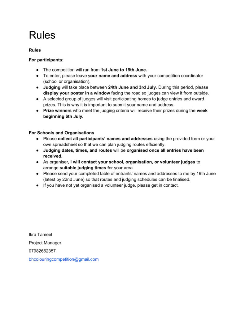 Rules of colouring competition