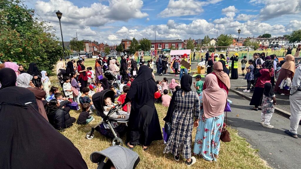 Crowds at Retrofit Balsall Heath Drama Pickwick Park, the start of #BHCFest26!