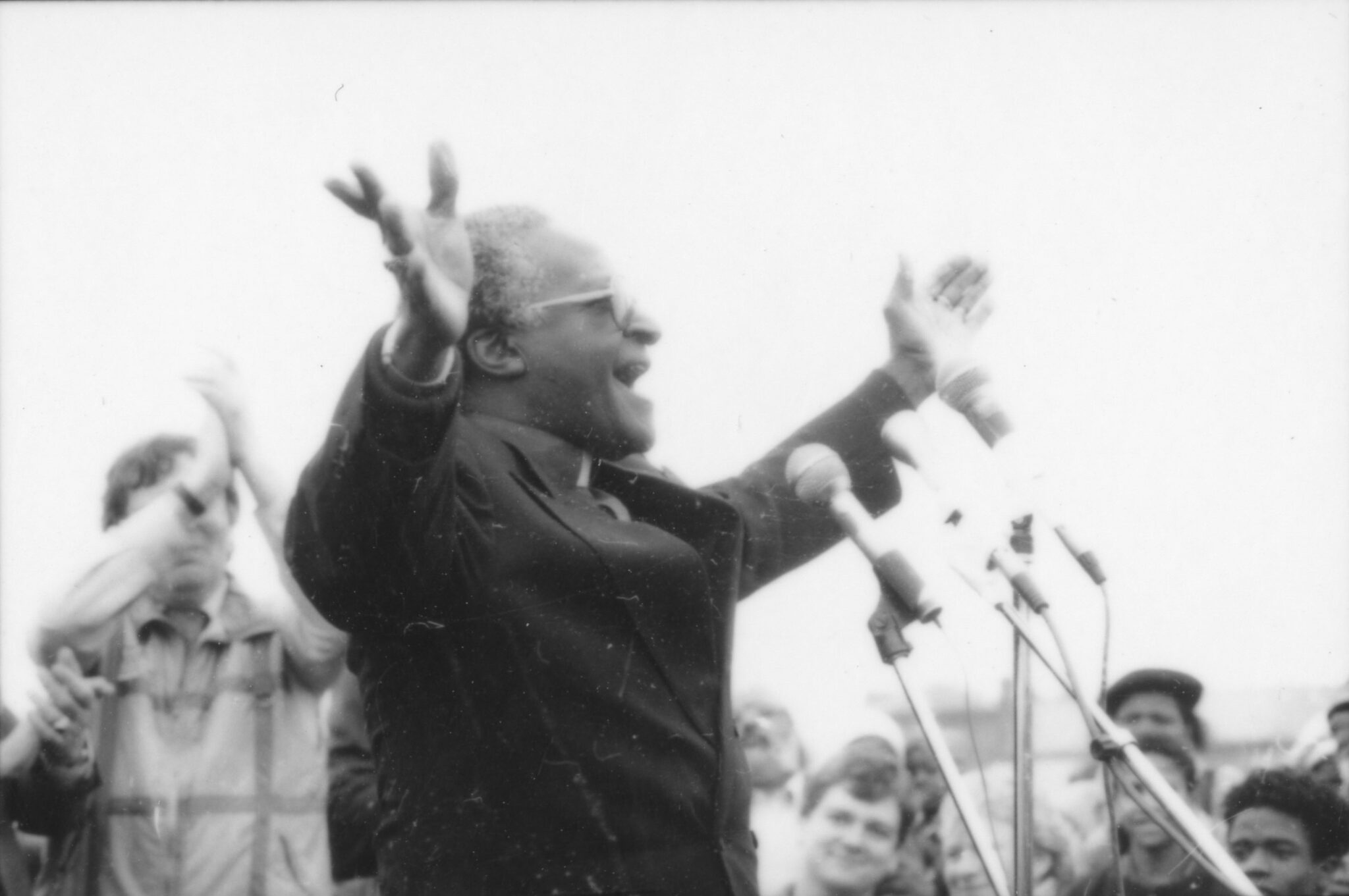 Addressing the crowd Desmond Tutu